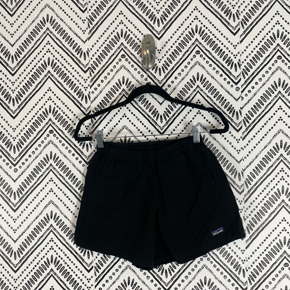 Women Patagonia Solid Black Drawstring Outdoor Baggies Shorts Sz XXS